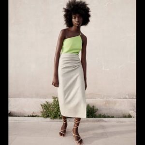 Zara Asymmetrical Lime One Shoulder Top
